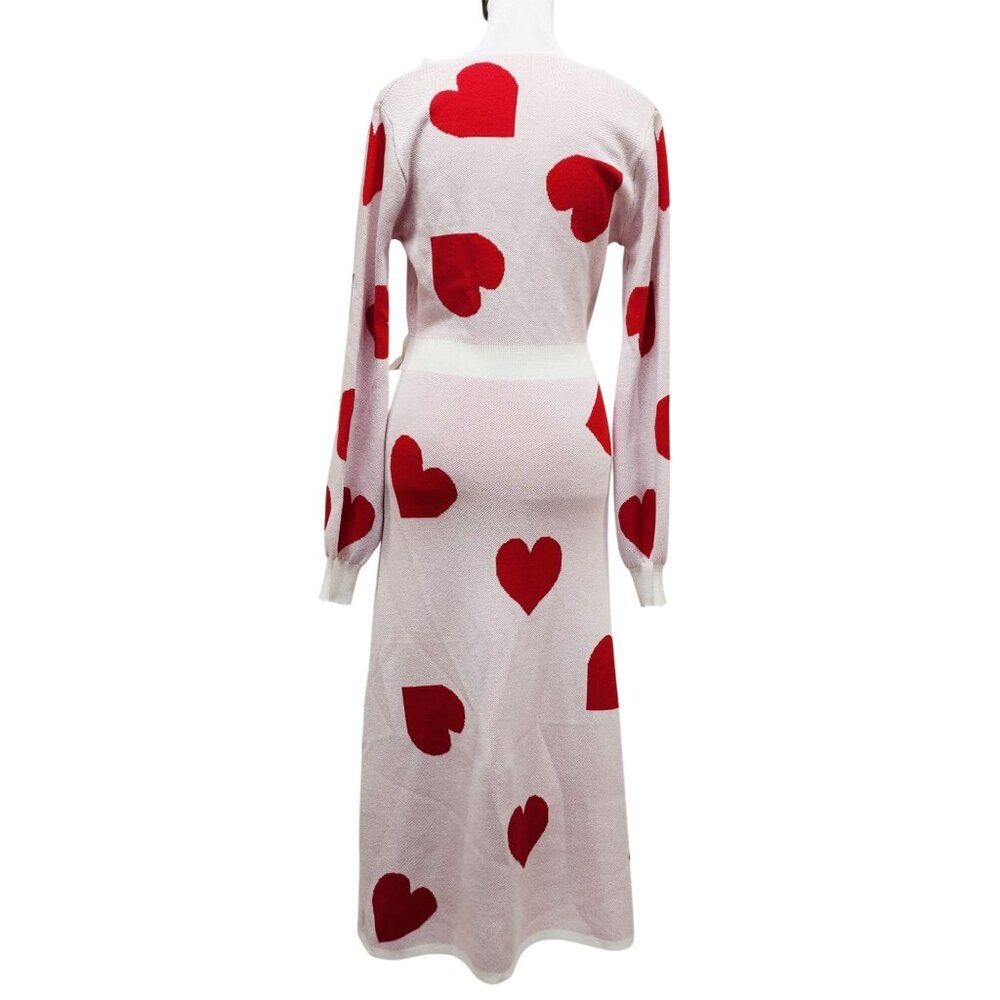 V For City Womens Wrap Long Sleeve Heart Print Maxi Dress Sweater White Size S - Picture 6 of 10